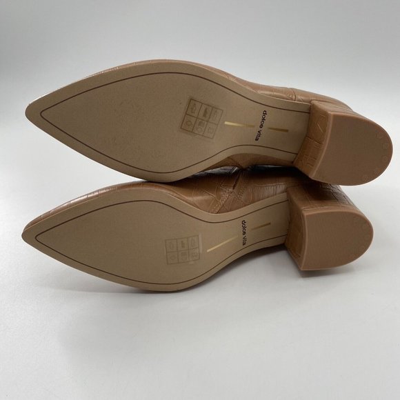 Dolce Vita Women’s Bel Booties Cafe Croc Croco Print Leather Tan sz 9 NEW IN BOX - Picture 7 of 8